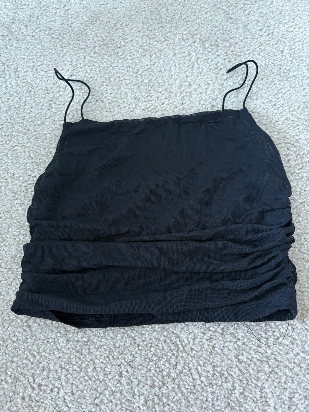 Me to We Black Ruched Spaghetti Strap Camisole